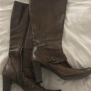 Brown Leather Knee-High Boots